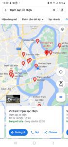Trạm sạc xe điện hiển thị trên Google map