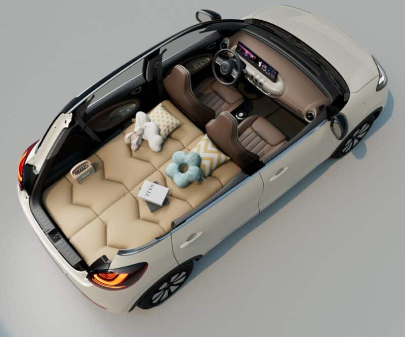 Xe điện mini Wuling Bingo bán kèm giường hơi cho 2 người